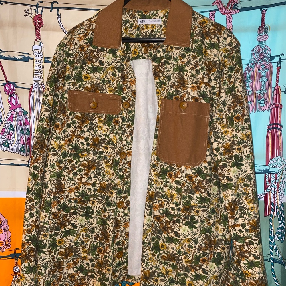 Zara Multicolor Floral Utility Jacket